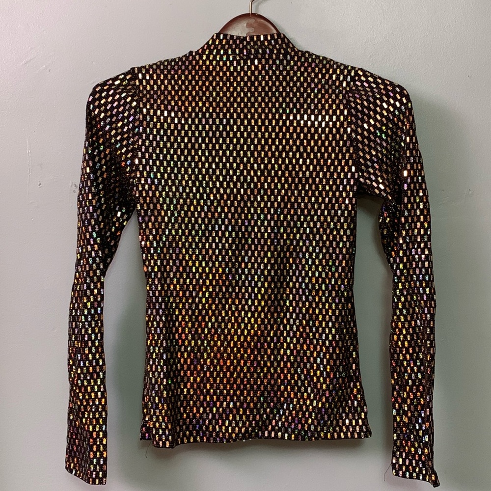 NWOT Votique Gold Sequin Long Sleeve Turtleneck Shirt